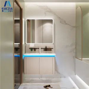 Thiết kế mới lạ kaki màu thông minh tủ Gương treo tường hiện đại tủ phòng tắm Vanity với chậu rửa