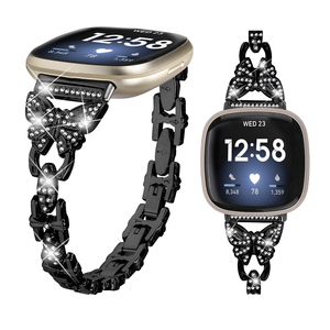 Bracelet de montre de luxe en alliage de diamant de haute qualité 2024, papillon 45 mm 49 mm, <span class=keywords><strong>marque</strong></span> HYX, HY-FB-M24303, pour <span class=keywords><strong>Fitbit</strong></span> Versa 3 4 - Product Image 4
