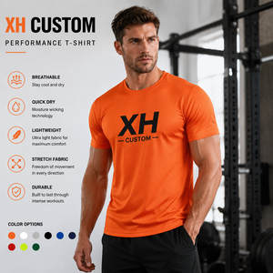 XH CUSTOM Men's Performance <b>T</b>-Shirt Short Sleeve Quick Dry Breathable Lightweight Stretch Fabric Sporty O-Neck Slim Fit - Product Image 1