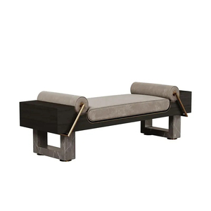 Taburete de noche de dormitorio personalizado de gama alta taburete ligero de madera maciza de acero inoxidable de lujo - Product Image 6