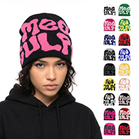 Gorros de Punto Acrílicos Personalizados al por Mayor con Logotipo, Estilo Y2K, para Invierno, sin Puño, con Diseño de Calavera, Gorros Jacquard Impresos Personalizados