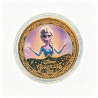 2026 Blonde Braid Girl Medallion Five Ice Crown Princess Designs Iron Plated Gold Acrylic Case