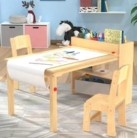 Table à dessin en forme de dessin animé chaises de table en bois pour enfants table de jeu avec bibliothèque pour enfants