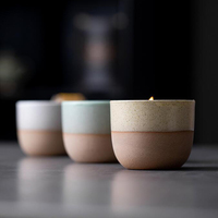 Vela Aromática Nórdica de Cerámica Moteada en Dos Tonos, Vela de Cera de Soja Natural en Frasco con Base de Terracota para Decoración del Hogar