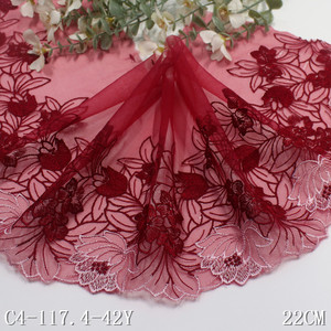 Lingerie Rossa in Pizzo per Donne, Reggiseno in Rete, Tessuto in Rete con Ricamo Floreale 22cm, Accessori per Abiti e Vestiti, Vendita all'Ingrosso - Product Image 6