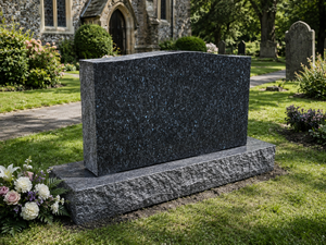 Pierre tombale moderne en granit bleu perle, monument funéraire vertical de style américain traditionnel par Union Stone - Product Image 4