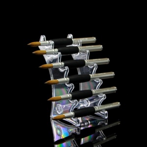 Pincel de Uñas Acrílico de Alta Calidad, 100% <span class=keywords><strong>Kolinsky</strong></span>, Color Negro con Mango de Plástico, Virola Plateada, Redondo - Product Image 2