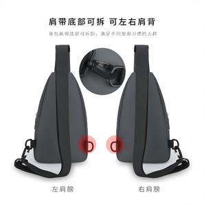 Sac de poitrine pour homme de style coréen, bleu foncé, imperméable, portable, multi-compartiments, sac de voyage d'affaires, sac bandoulière - Product Image 3