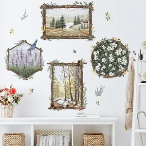 Adesivo de parede decorativo da paisagem, de parede, para quarto, sofá, plantas, papel de parede