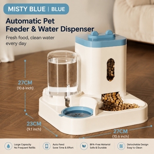 Distributore Doppio Cibo e Acqua per Animali Domestici Anti-Schizzi Impermeabile, Ricarica Semi-Automatica 2-in-1, Serbatoio Trasparente Grande Capacità per Cani e Gatti - Product Image 6