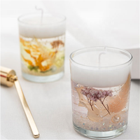 Luxuriöse Soja-Kerzen Hersteller Gel-Wachs Geburtstag Getrocknete Blumen Glas Duftkerzen