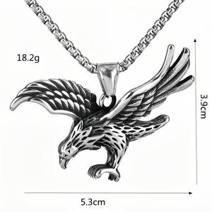 Collar con colgante de águila yunnique de acero inoxidable para hombre, estilo Hip Hop, joyería retro, accesorio de moda - Product Image 5