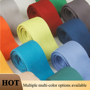 Cravates en tricot ajustées pour hommes, style vintage, décontractées et élégantes, à extrémités plates, couleur unie, coupe carrée, infroissables, pour affaires décontractées - Product Image 1