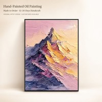 Peinture à l'huile sur toile faite à la main, grand format, luxe léger, prête à accrocher, vente en gros, pour entrée, collection Montagne enneigée