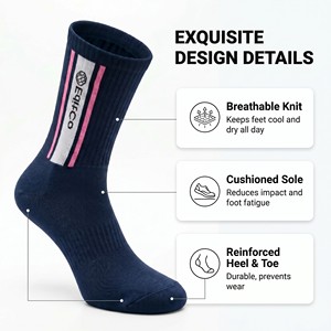 Chaussettes de sport pour hommes, haute élasticité, 82% coton, avec soutien de la voûte plantaire, pour la course à pied, GOTS, emballage personnalisé, logo personnalisé - Product Image 2
