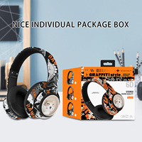 Casque sans fil AKZ-38 créatif camouflage graffiti supra-auriculaire Bluetooth 5.3 avec annulation active du bruit, commande vocale et fonction sport