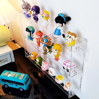 Étagère de rangement et de présentation pour figurines Pop Mart et petits ornements, style Blind Box, mignonne, mini, sans perçage, en plastique, 3 niveaux