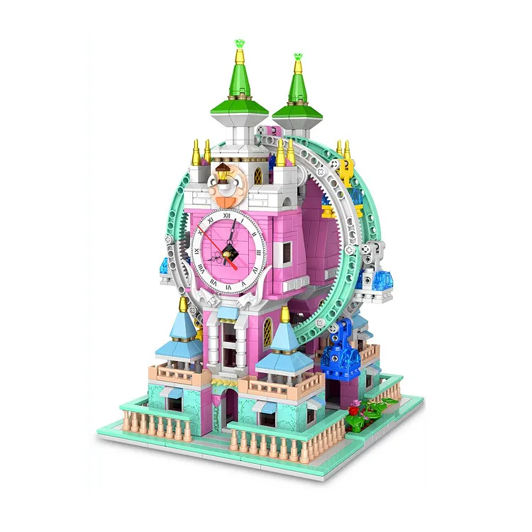 New Style Kids 1784pcs DIY Assembly The Amusement Park Bricks Set ,Ferris Wheel,Time Wizard