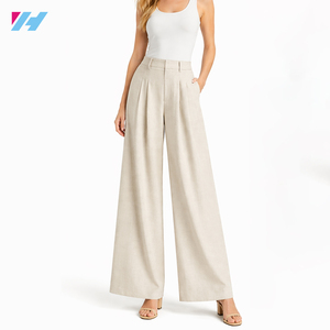 <span class=keywords><strong>Pantalon</strong></span> en <span class=keywords><strong>lin</strong></span> léger pour <span class=keywords><strong>femme</strong></span>, taille haute, coupe ample et fluide, idéal pour l'été, personnalisable - Product Image 1