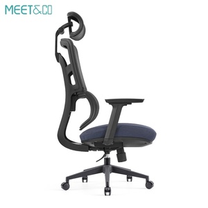 Chaise de bureau moderne, élégante et confortable pour manager, pivotante, ergonomique, convertible, en nylon, plastique et tissu, réglable - Product Image 2