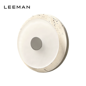 Минималистичный настенный светильник LED из камня с золотыми акцентами, травертин и матовое стекло, для современного интерьера, ванной и спальни - Product Image 6