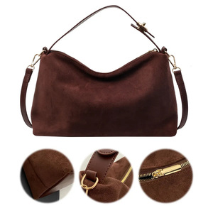 Sac à bandoulière rétro pour femme, toutes saisons, en daim, fermeture éclair, imperméable, automne-hiver, extérieur - Product Image 4