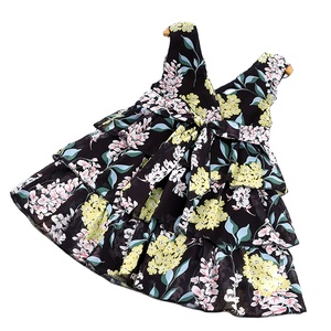 Robes décontractées une pièce pour femmes, imprimées florales, style princesse, pour enfants, jolies robes en satin pour filles, fabriquées en Chine - Product Image 1