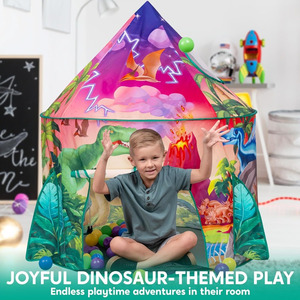 Tente de jeu pour enfants dinosaures, pop-up, intérieure et extérieure, maison de jeu sur le thème des dinosaures, <span class=keywords><strong>fort</strong></span> pour garçons et filles de 3 ans et plus - Product Image 6