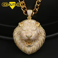 Diskon Besar Kalung Kepala Singa Kecil Mewah Es Keluar Hip Hop Perhiasan Liontin Singa Emas