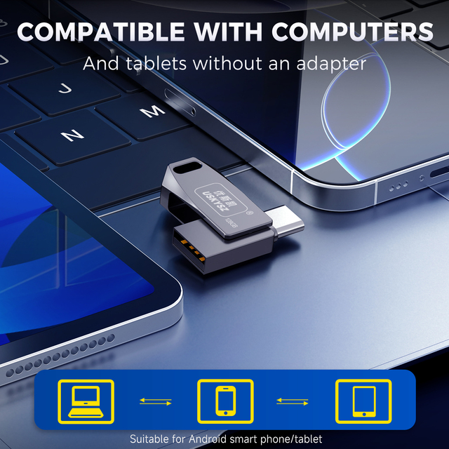 Mini USB C Flash Drive Metal Type C Pendrive 2 in 1 OTG USB C Stick Memory Stick 8GB 32GB 128GB 256GB Dual USB Flash Drive