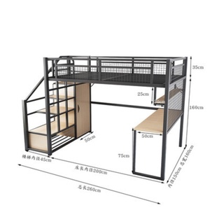Letto <span class=keywords><strong>a</strong></span> soppalco pieghevole in metallo moderno <span class=keywords><strong>a</strong></span> grandezza naturale regolabile con scala che salva-spazio della scuola letto <span class=keywords><strong>a</strong></span> <span class=keywords><strong>castello</strong></span> - Product Image 1