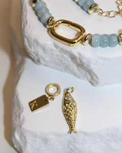 <span class=keywords><strong>Collana</strong></span> di Alta Qualità <span class=keywords><strong>con</strong></span> Perline di Giada e <span class=keywords><strong>Acquamarina</strong></span>, Stile Boho da Spiaggia, <span class=keywords><strong>con</strong></span> Ciondolo a Pesce Dorato - Product Image 3
