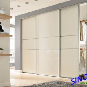 Meubles de garde-robe solides RAL 9003/9010, couleur blanc, verre peint à l'arrière, utilisation pour la vitrerie - Product Image 3