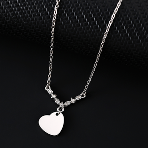 Collar con Colgante <span class=keywords><strong>de</strong></span> Corazón en Blanco con Incrustaciones <span class=keywords><strong>de</strong></span> Circonitas Cúbicas Ywyougang, Cadena Decorativa <span class=keywords><strong>de</strong></span> Acero Inoxidable, Joyería Fina con Grabado Personalizado para Mujer - Product Image 2