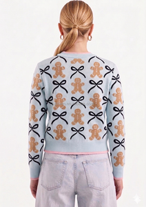 Cardigan <span class=keywords><strong>en</strong></span> tricot pour femme, motif bonhomme <span class=keywords><strong>en</strong></span> pain d'épices, boutonné, col rond, <span class=keywords><strong>pull</strong></span> de Noël pour les fêtes d'hiver, tenues de boutique - Product Image 3