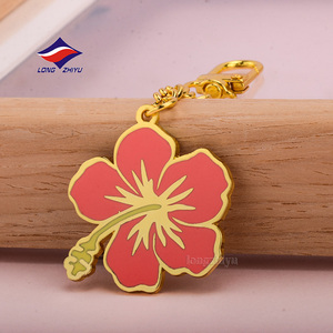 Longzhiyu 18years Metal Keyring Supplier Custom Soft Enamel logo Key Chain Anime Flower sharp Souvenir Keychain