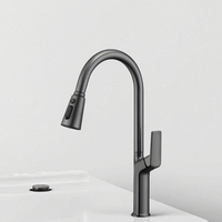 Robinet de cuisine moderne à poignée unique, rotatif, avec douchette extractible 4 fonctions, finition chromée, cartouche céramique, à poser sur comptoir