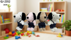 Peluche a forma di cane Gj-2352 da appendere, 16 cm, morbido giocattolo per bambini unisex, animale di peluche con tuta in denim - Product Image 2
