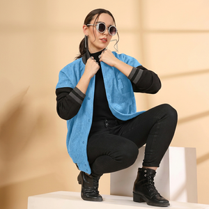 <b>Women's</b> Charcoal Casual Button-Up Overshirt <b>Jacket</b> | Fashion Streetwear Shacket | Lightweight Layering <b>Jacket</b> | Autumn & <b>Spring</b> - Product Image 3