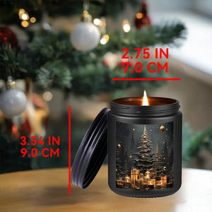 Vela Aromática Personalizada de Soja Natural Ecológica en Vaso, de Larga Duración, Negra, Adorno Navideño, Regalo Festivo de Invierno - Product Image 5