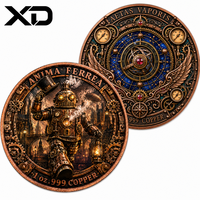 Pièce commémorative robot steampunk automaton en marche en cuivre .999 de 1 once, en relief 3D, colorée, médaillon en relief élevé, pour décoration et cadeau