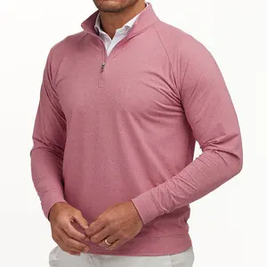 Pull-over personnalisé durable, sweat-shirt vierge pour hommes, sweat-shirt à demi-fermeture éclair, sweat à capuche évacuant l'humidité, pull de golf pour hommes