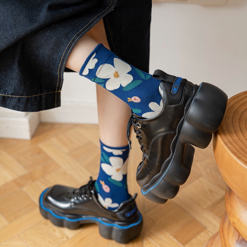 Broderie jacquard pastorale Chaussettes personnalisees en coton Designer Chaussettes