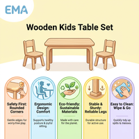 Système de bureau modulaire pour enfants en bois massif EMA, table d'étude en bois extensible et combinable pour répondre aux besoins d'une famille en croissance