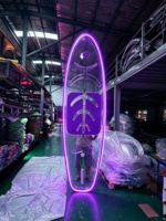 Planche de SUP transparente en PC avec LED, capacité de charge 150 kg, avec accessoires complets