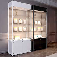 Vitrine de présentation en verre sur mesure, vitrine noire pour magasin de tabac, comptoir avec éclairage LED, vitrine de pharmacie avec éclairage LED
