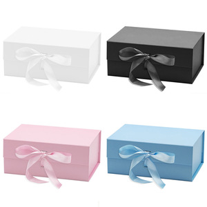 Customization Luxury Magnetic Folding Storage Paper Packaging Gift Box With Ribbon Closure