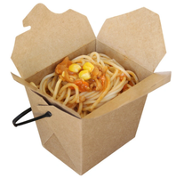 Emballage de récipient à emporter biodégradable écologique jetable pour aliments Boîte à nouilles kraft portable avec couvercle en plastique pour pâtes à soupe