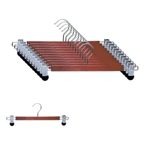Zomilux 40 Premium in legno pantaloni appendiabiti eleganti e resistenti e robusti con clip in ferro antiscivolo in metallo per gonne - Product Image 1