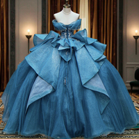Brésil vert émeraude Quinceanera robe de bal étincelle paillettes épaule dentelle perlée brodé cristal robe de soirée robe élégante